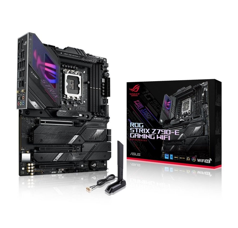 Asus ROG Strix Z790-E Mainboard Aura Sync RGB-Beleuchtung, (Gaming WIFI Mainboard Sockel, 1-St., RAM 128 GB), Intel LGA1700, ATX, DDR5, M.2, PCIe 5.0, WiFi 6E von Asus