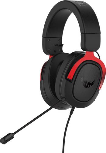 Asus TUF H3 Gaming Over Ear Headset kabelgebunden 7.1 Surround Schwarz, Rot Lautstärkeregelung, Mik von Asus