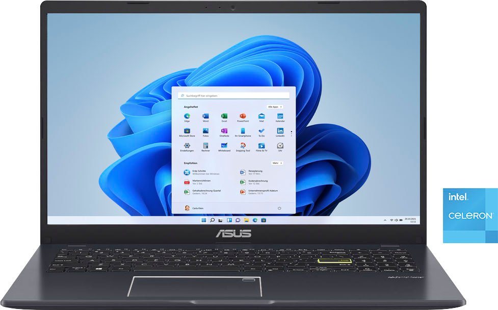 Asus Vivobook Go 15 Laptop, Full HD TN-Display, 4 GB RAM, Windows 11 Home, Business-Notebook (39,6 cm/15,6 Zoll, Intel Celeron N4500, HD, E510KA-EJ355WS)" von Asus