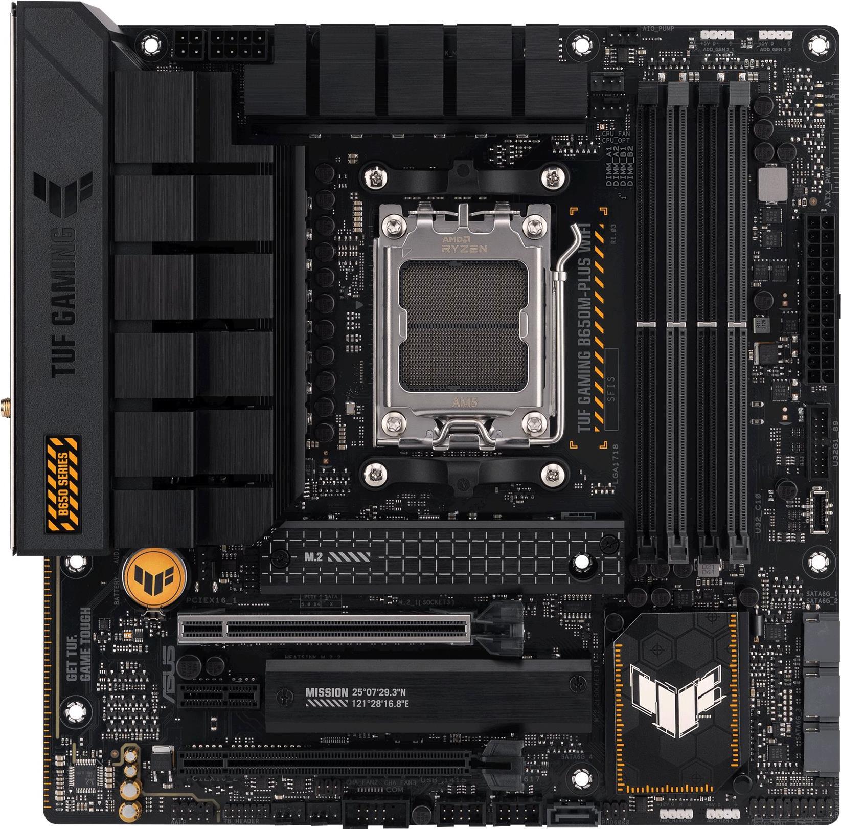 ASUS TUF Gaming B650M-Plus WIFI - Motherboard - micro ATX - Socket AM5 - AMD B650 Chipsatz - USB-C 3,2 Gen 2x2, USB 3,1 Gen 2, USB 3,2 Gen 2, USB-C 3,2 Gen 1 - 2,5 Gigabit LAN, Bluetooth - Onboard-Grafik (CPU erforderlich) - HD Audio (8-Kanal) (90MB1BF0-M0EAY0) von Asus