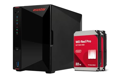 Asustor AS5202T 2GB NAS 44TB (2X 22TB) WD Red Pro, montiert und getestet mit SE ADM installiert von Asustor