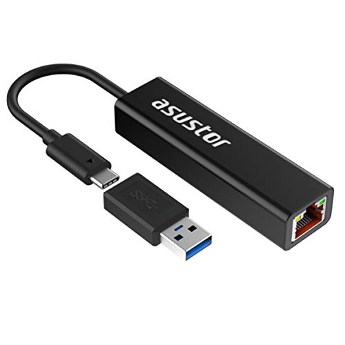 Asustor Ethernet Adapter, USB-C 3.2 Gen1 mit USB-A Adapter auf RJ45 2.5 Gigabit Ethernet, 2500/1000/100Mbps LAN Netzwerkadapter für MacBook, Chromebook, Windows, Mac OS NAS - AS-U2.5G2 von Asustor