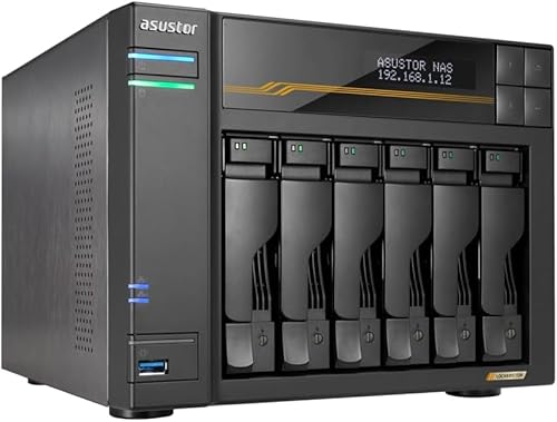 Asustor Lockerstor 6 Gen3 AS6806T 6 Bay NAS Netzwerkspeicher, AMD Ryzen Quad-Core 2.3 GHz, 16GB RAM ECC DDR5, 4 M.2 NVMe Slots, Dual 5GbE & Dual 10GbE Port, USB4 Type-C, Network Attached Storage Asustor Lockerstor 6 Gen3 AS6806T 6 Bay NAS Netzwerkspeicher, AMD Ryzen Quad-Core 2.3 GHz, 16GB RAM ECC DDR5, 4 M.2 NVMe Slots, Dual 5GbE & Dual 10GbE Port, USB4 Type-C, Network Attached Storage von Asustor