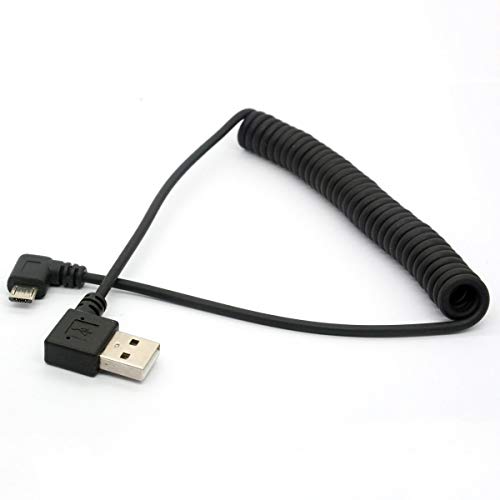 Abgewinkeltes USB-Kabel, federgewickelt, USB auf Micro-USB-Verlängerungskabel, 90 Grad, USB-A auf Micro-B-Stecker. von Asuwish