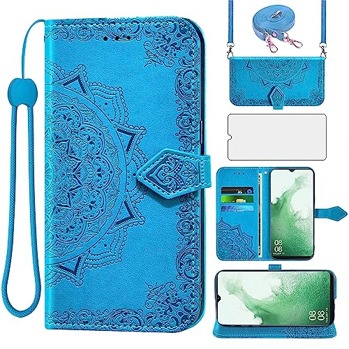 Asuwish Handyhülle für Blackview A55 2022 Hülle mit Band und Glas Folie Schutzfolie Kartenfach Klappbar Leder Geldbörse Ständer A 55 4G 6,53 zoll Handy Hüllen Mandala Schutzhülle Cover Phone Case Blau Asuwish Handyhülle für Blackview A55 2022 Hülle mit Band und Glas Folie Schutzfolie Kartenfach Klappbar Leder Geldbörse Ständer A 55 4G 6,53 zoll Handy Hüllen Mandala Schutzhülle Cover Phone Case Blau von Asuwish