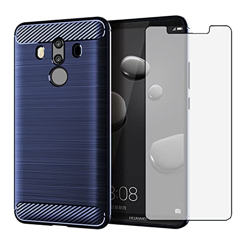 Asuwish Handyhülle für Huawei Mate 10 Pro Hülle mit Glas Folie Panzerfolie Schutzfolie und Extra Dünn Silikon TPU Hawaii Mate10 10Pro BLA-L29 Slim Handy Hüllen Schutzhülle Phone Case Blau von Asuwish