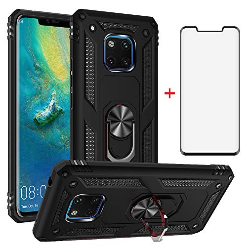 Asuwish Handyhülle für Huawei Mate 20 Pro Hülle mit Glas Folie Schutzfolie und Magnetisch Ring Ständer Handyhüllen Cover Hawaii Mate20 20Pro LYA-L29 Slim Handy Hüllen Schutzhülle Phone Case Schwarz von Asuwish