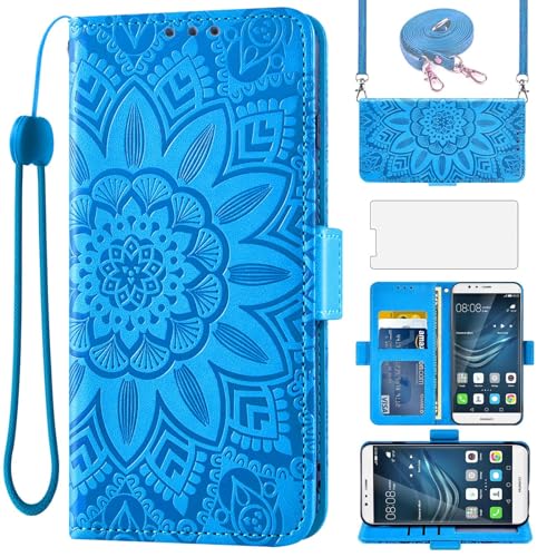 Asuwish Handyhülle für Huawei P9 Lite 2016 Hülle mit Band und Glas Folie Schutzfolie Kartenfach Klappbar Leder Geldbörse Ständer Hawaii P9Lite VNS-L31 VNS-L21 Handy Hüllen Schutzhülle Phone Case Blau Asuwish Handyhülle für Huawei P9 Lite 2016 Hülle mit Band und Glas Folie Schutzfolie Kartenfach Klappbar Leder Geldbörse Ständer Hawaii P9Lite VNS-L31 VNS-L21 Handy Hüllen Schutzhülle Phone Case Blau von Asuwish