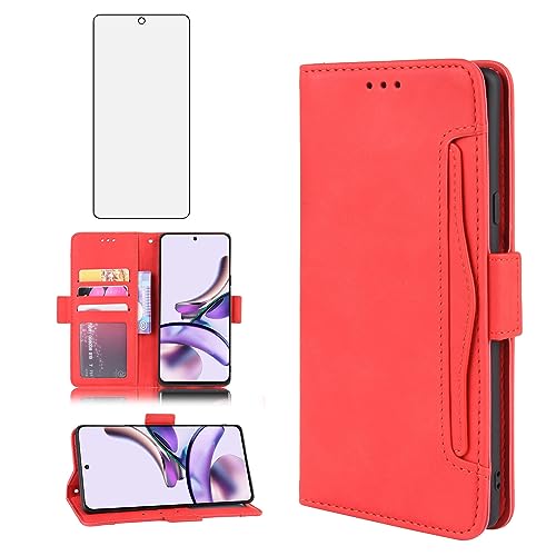 Asuwish Handyhülle für Motorola Moto G13/G23/G53 5G Hülle mit Glas Folie Schutzfolie Kartenfach Klappbar Leder Geldbörse Ständer MotoG13 G 13 23 53 Handy Hüllen Schutzhülle Cover Phone Case Rot Asuwish Handyhülle für Motorola Moto G13/G23/G53 5G Hülle mit Glas Folie Schutzfolie Kartenfach Klappbar Leder Geldbörse Ständer MotoG13 G 13 23 53 Handy Hüllen Schutzhülle Cover Phone Case Rot von Asuwish