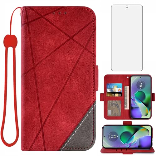 Asuwish Handyhülle für Motorola Moto G54 5G Hülle mit Glas Folie Schutzfolie und Kartenfach Klappbar Leder Geldbörse Ständer G 54 54G Handy Hüllen Handyhüllen Schutzglas Schutzhülle Phone Case Rot Asuwish Handyhülle für Motorola Moto G54 5G Hülle mit Glas Folie Schutzfolie und Kartenfach Klappbar Leder Geldbörse Ständer G 54 54G Handy Hüllen Handyhüllen Schutzglas Schutzhülle Phone Case Rot von Asuwish