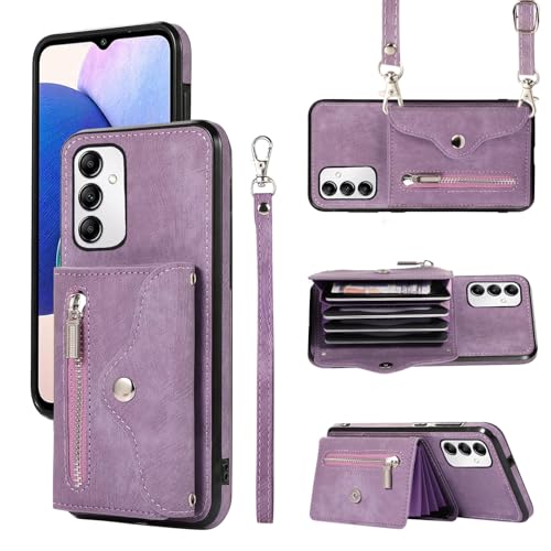 Asuwish Handyhülle für Samsung Galaxy A14 4G/A 14 5G/M14 Hülle mit Band Kartenfach Klappbar Geldbörse Ständer Handyhüllen Cover Leder Vintage 14A LTE Handy Hüllen Schutzhülle Damen Phone Case Lila Asuwish Handyhülle für Samsung Galaxy A14 4G/A 14 5G/M14 Hülle mit Band Kartenfach Klappbar Geldbörse Ständer Handyhüllen Cover Leder Vintage 14A LTE Handy Hüllen Schutzhülle Damen Phone Case Lila von Asuwish
