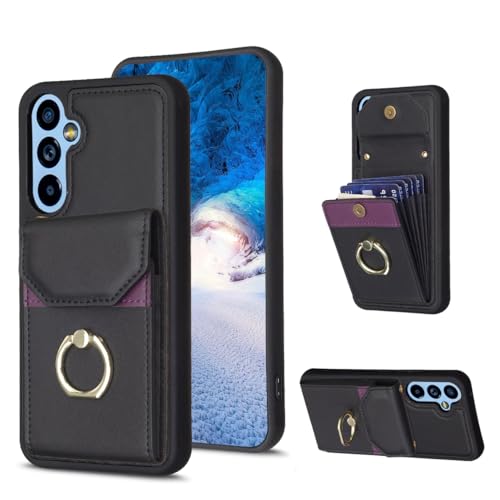 Asuwish Handyhülle für Samsung Galaxy A34 5G Wallet Cell Cover mit Ring Ständer Kreditkartenhalter Slot Leder Geldbörse Handy Zubehör A 34 34A Frauen Mädchen Schwarz von Asuwish