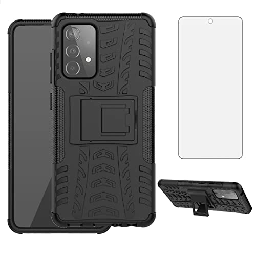 Asuwish Handyhülle für Samsung Galaxy A52 4G/5G A52S Hülle mit Glas Folie Panzerfolie Schutzfolie und Ständer A 52 S 52A 52S S52S S52 G5 Slim Hard Handy Hüllen Schutzhülle Phone Case Männer Schwarz Asuwish Handyhülle für Samsung Galaxy A52 4G/5G A52S Hülle mit Glas Folie Panzerfolie Schutzfolie und Ständer A 52 S 52A 52S S52S S52 G5 Slim Hard Handy Hüllen Schutzhülle Phone Case Männer Schwarz von Asuwish