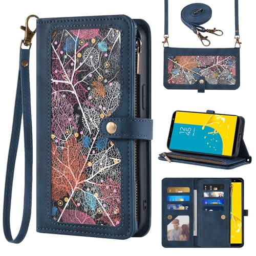 Asuwish Handyhülle für Samsung Galaxy A6 Plus/J8 2018 Hülle mit Band Folie Schutzfolie Kartenfach Klappbar Leder Geldbörse Ständer A6+ A6Plus 6A A 6 + Handy Hüllen Schutzhülle Cover Phone Case Blau Asuwish Handyhülle für Samsung Galaxy A6 Plus/J8 2018 Hülle mit Band Folie Schutzfolie Kartenfach Klappbar Leder Geldbörse Ständer A6+ A6Plus 6A A 6 + Handy Hüllen Schutzhülle Cover Phone Case Blau von Asuwish