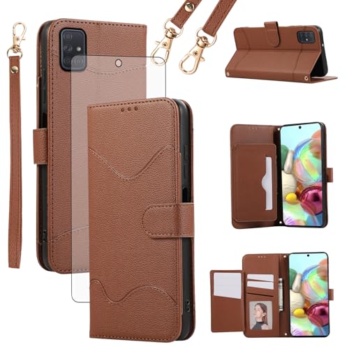 Asuwish Handyhülle für Samsung Galaxy A71 4G Hülle mit Band Folie Schutzfolie RFID Kartenfach Klappbar Leder Geldbörse Ständer A 71 71A S71 Handy Hüllen Schutzhülle Handyhüllen Cover Phone Case Braun Asuwish Handyhülle für Samsung Galaxy A71 4G Hülle mit Band Folie Schutzfolie RFID Kartenfach Klappbar Leder Geldbörse Ständer A 71 71A S71 Handy Hüllen Schutzhülle Handyhüllen Cover Phone Case Braun von Asuwish