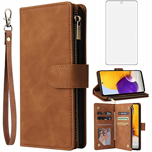 Asuwish Handyhülle für Samsung Galaxy A72 5G/4G Hülle mit Folie Schutzfolie und Kartenfach Klappbar Leder Geldbörse Ständer Reißverschluss A 72 72A S72 Wallet Handy Hüllen Schutzhülle Phone Case Braun Asuwish Handyhülle für Samsung Galaxy A72 5G/4G Hülle mit Folie Schutzfolie und Kartenfach Klappbar Leder Geldbörse Ständer Reißverschluss A 72 72A S72 Wallet Handy Hüllen Schutzhülle Phone Case Braun von Asuwish