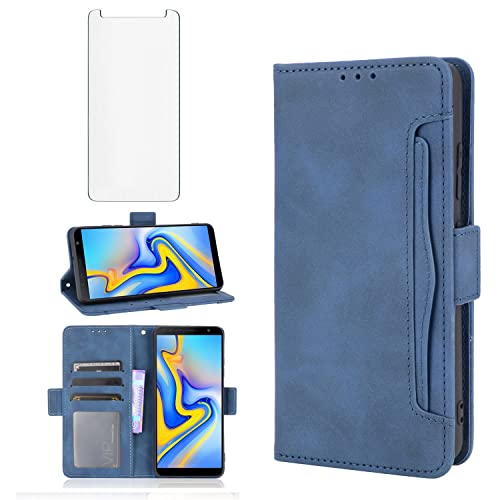 Asuwish Handyhülle für Samsung Galaxy J6 Plus 2018 Hülle mit Glas Folie Schutzfolie Kartenfach Klappbar Geldbörse Ständer J 6 Prime J6+ SM-J610FN/DS Handy Hüllen Schutzhülle Cover Phone Case Blau Asuwish Handyhülle für Samsung Galaxy J6 Plus 2018 Hülle mit Glas Folie Schutzfolie Kartenfach Klappbar Geldbörse Ständer J 6 Prime J6+ SM-J610FN/DS Handy Hüllen Schutzhülle Cover Phone Case Blau von Asuwish