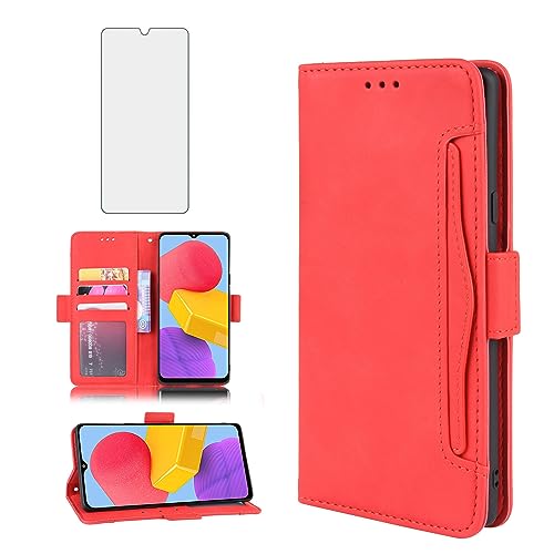 Asuwish Handyhülle für Samsung Galaxy M13 4G/M23 5G Hülle mit Glas Folie Schutzfolie Kartenfach Klappbar Leder Geldbörse Ständer Schutzglas M135F F23 Handy Hüllen Schutzhülle Cover Phone Case Rot Asuwish Handyhülle für Samsung Galaxy M13 4G/M23 5G Hülle mit Glas Folie Schutzfolie Kartenfach Klappbar Leder Geldbörse Ständer Schutzglas M135F F23 Handy Hüllen Schutzhülle Cover Phone Case Rot von Asuwish