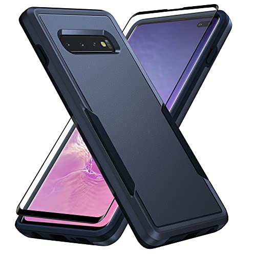 Asuwish Handyhülle für Samsung Galaxy S10 Plus mit Displayschutzfolie Cover und Slim Hybrid Ganzkörper Schutzhülle Handy Zubehör Glaxay S10+ Galaxies S10plus 10S Edge S 10 10plus Hüllen Damen Herren von Asuwish