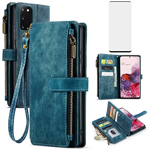 Asuwish Handyhülle für Samsung Galaxy S20 5G Hülle mit Folie Schutzfolie Kartenfach Klappbar Leder Geldbörse Ständer S 20 20S G5 4G Handy Hüllen Schutzhülle Reißverschluss Handyhüllen Phone Case Blau Asuwish Handyhülle für Samsung Galaxy S20 5G Hülle mit Folie Schutzfolie Kartenfach Klappbar Leder Geldbörse Ständer S 20 20S G5 4G Handy Hüllen Schutzhülle Reißverschluss Handyhüllen Phone Case Blau von Asuwish