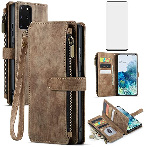 Asuwish Handyhülle für Samsung Galaxy S20 Plus 5G Hülle mit Folie Schutzfolie Kartenfach Klappbar Leder Geldbörse Ständer S20+ S 20 + S20Plus 20+ S20+5G Handy Hüllen Schutzhülle Cover Phone Case Braun Asuwish Handyhülle für Samsung Galaxy S20 Plus 5G Hülle mit Folie Schutzfolie Kartenfach Klappbar Leder Geldbörse Ständer S20+ S 20 + S20Plus 20+ S20+5G Handy Hüllen Schutzhülle Cover Phone Case Braun von Asuwish