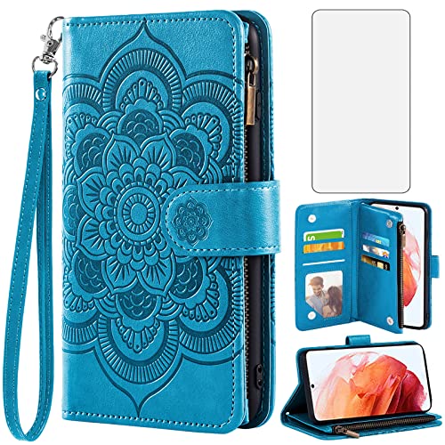 Asuwish Handyhülle für Samsung Galaxy S22 5G Hülle mit Folie Schutzfolie Kartenfach Klappbar Leder Blumen Geldbörse Ständer S 22 4G S225G S22Hülle Handy Hüllen Schutzhülle Wallet Cover Phone Case Blau Asuwish Handyhülle für Samsung Galaxy S22 5G Hülle mit Folie Schutzfolie Kartenfach Klappbar Leder Blumen Geldbörse Ständer S 22 4G S225G S22Hülle Handy Hüllen Schutzhülle Wallet Cover Phone Case Blau von Asuwish