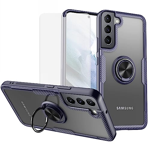 Asuwish Handyhülle für Samsung Galaxy S22 Plus 5G Hülle mit Glas Folie Schutzfolie und Magnetisch Ring Ständer S 22 + S22+ S22Plus 22+ 4G Slim Durchsichtig Handy Hüllen Schutzhülle Phone Case Blau von Asuwish