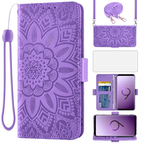 Asuwish Handyhülle für Samsung Galaxy S9 Hülle mit Band und Glas Folie Schutzfolie Kartenfach Klappbar Leder Geldbörse Ständer S 9 9S Edge SM-G960F Handy Hüllen Blumen Schutzhülle Phone Case Lila Asuwish Handyhülle für Samsung Galaxy S9 Hülle mit Band und Glas Folie Schutzfolie Kartenfach Klappbar Leder Geldbörse Ständer S 9 9S Edge SM-G960F Handy Hüllen Blumen Schutzhülle Phone Case Lila von Asuwish