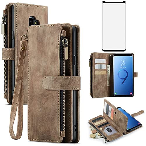 Asuwish Handyhülle für Samsung Galaxy S9 Plus Hülle mit Folie Schutzfolie Kartenfach Klappbar Leder Geldbörse Ständer S9+ 9S + S 9plus 9 9+ S9plus Handy Hüllen Schutzhülle Schutzglas Phone Case Braun Asuwish Handyhülle für Samsung Galaxy S9 Plus Hülle mit Folie Schutzfolie Kartenfach Klappbar Leder Geldbörse Ständer S9+ 9S + S 9plus 9 9+ S9plus Handy Hüllen Schutzhülle Schutzglas Phone Case Braun von Asuwish