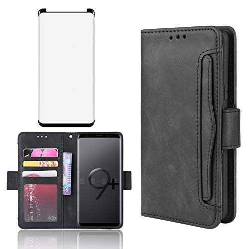 Asuwish Handyhülle für Samsung Galaxy S9 Plus Hülle mit Glas Folie Schutzfolie Kartenfach Klappbar Leder Geldbörse Ständer S9+ 9S + S 9plus 9 9+ S9plus Handy Hüllen Schutzhülle Phone Case Schwarz Asuwish Handyhülle für Samsung Galaxy S9 Plus Hülle mit Glas Folie Schutzfolie Kartenfach Klappbar Leder Geldbörse Ständer S9+ 9S + S 9plus 9 9+ S9plus Handy Hüllen Schutzhülle Phone Case Schwarz von Asuwish