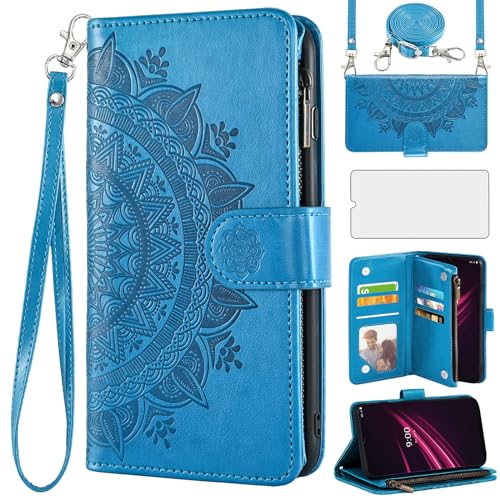 Asuwish Handyhülle für T-Mobile T Phone Pro 5G/Revvl 6 Pro Hülle mit Band und Folie Schutzfolie Kartenfach Klappbar Leder Blumen Geldbörse Ständer T-Phone Handy Hüllen Schutzhülle Phone Case Blau Asuwish Handyhülle für T-Mobile T Phone Pro 5G/Revvl 6 Pro Hülle mit Band und Folie Schutzfolie Kartenfach Klappbar Leder Blumen Geldbörse Ständer T-Phone Handy Hüllen Schutzhülle Phone Case Blau von Asuwish