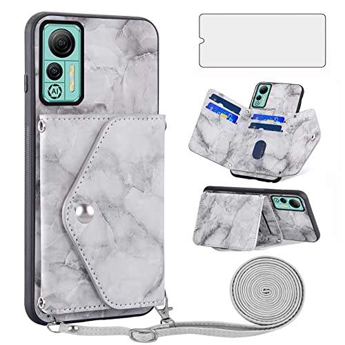 Asuwish Handyhülle für Ulefone Note 14/Note14 Pro Hülle mit Band und Glas Folie Schutzfolie Kartenfach Klappbar Kette Leder Geldbörse Ständer 14Pro 4G Handy Hüllen Schutzhülle Cover Phone Case Grau Asuwish Handyhülle für Ulefone Note 14/Note14 Pro Hülle mit Band und Glas Folie Schutzfolie Kartenfach Klappbar Kette Leder Geldbörse Ständer 14Pro 4G Handy Hüllen Schutzhülle Cover Phone Case Grau von Asuwish