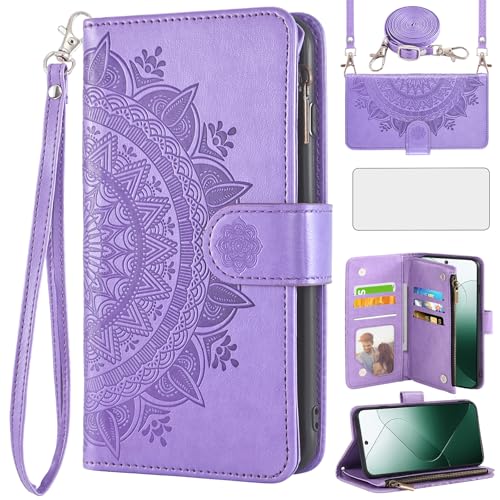 Asuwish Handyhülle für Xiaomi 14 5G Hülle mit Band und Folie Schutzfolie Kartenfach Klappbar Leder Blumen Geldbörse Ständer Mi 14 Reißverschluss Schutzglas Handy Hüllen Schutzhülle Phone Case Lila Asuwish Handyhülle für Xiaomi 14 5G Hülle mit Band und Folie Schutzfolie Kartenfach Klappbar Leder Blumen Geldbörse Ständer Mi 14 Reißverschluss Schutzglas Handy Hüllen Schutzhülle Phone Case Lila von Asuwish
