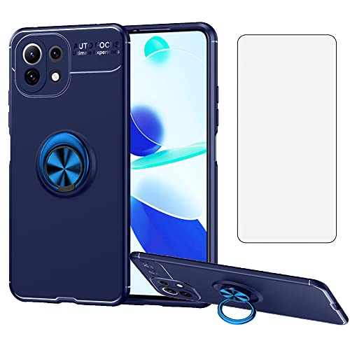 Asuwish Handyhülle für Xiaomi Mi 11 Lite 4G/5G NE Hülle mit Glas Folie Schutzfolie und Silikon TPU Magnetisch Ring Ständer Cover Mi11Lite M11 11Lite Slim Handy Hüllen Schutzhülle Phone Case Blau Asuwish Handyhülle für Xiaomi Mi 11 Lite 4G/5G NE Hülle mit Glas Folie Schutzfolie und Silikon TPU Magnetisch Ring Ständer Cover Mi11Lite M11 11Lite Slim Handy Hüllen Schutzhülle Phone Case Blau von Asuwish
