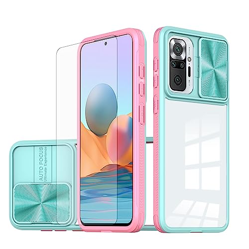 Asuwish Handyhülle für Xiaomi Redmi Note 10 Pro/10Pro Max Hülle mit Glas Folie Schutzfolie und Kameraschutz Handyhüllen Cover Note10 ProMax M2101K6G Slim Durchsichtig Handy Schutzhülle Phone Case Blau von Asuwish