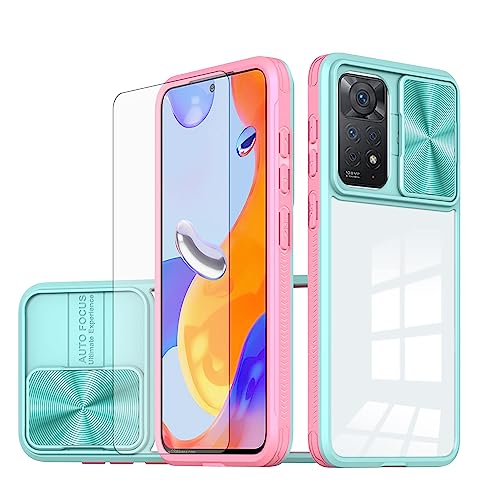 Asuwish Handyhülle für Xiaomi Redmi Note 11 Pro 4G/5G Hülle mit Glas Folie Schutzfolie und Kameraschutz Handyhüllen Cover Note11 11Pro 11Pro5G 11E 2201116SG Slim Durchsichtig Hüllen Phone Case Blau von Asuwish