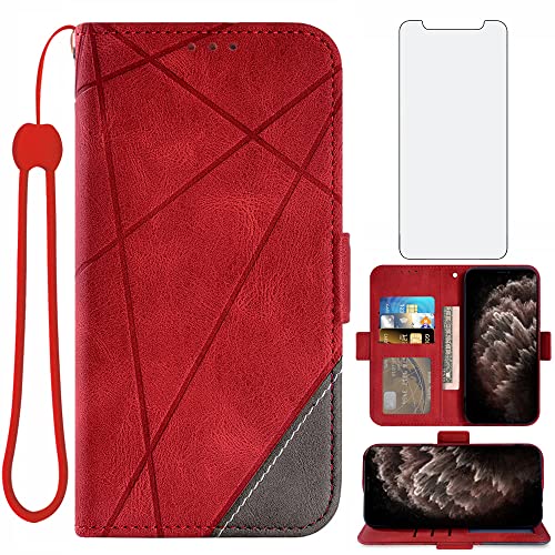 Asuwish Handyhülle für iPhone 11 Pro Max Hülle mit Glas Folie Schutzfolie Kartenfach Klappbar Leder Geldbörse Ständer i-Phone 11ProMax i 11max ProMax Handy Hüllen Schutzhülle Schutzglas Phone Case Rot Asuwish Handyhülle für iPhone 11 Pro Max Hülle mit Glas Folie Schutzfolie Kartenfach Klappbar Leder Geldbörse Ständer i-Phone 11ProMax i 11max ProMax Handy Hüllen Schutzhülle Schutzglas Phone Case Rot von Asuwish
