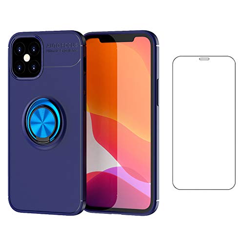 Asuwish Handyhülle für iPhone 12 Mini Hülle mit Glas Folie Schutzfolie und Silikon TPU Magnetisch Ring Ständer Panzerfolie i-Phone i 12mini Mini-hülle Slim Handy Hüllen Schutzhülle Phone Case Blau von Asuwish