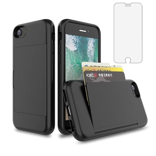 Asuwish Handyhülle für iPhone 7/8/SE 2020 2022 Hülle mit Glas Folie Panzerfolie Schutzfolie und Kartenfach Ständer i SE2020 SE2022 2/2nd 3/3rd Slim Handy Hüllen Silikon Schutzhülle Phone Case Schwarz Asuwish Handyhülle für iPhone 7/8/SE 2020 2022 Hülle mit Glas Folie Panzerfolie Schutzfolie und Kartenfach Ständer i SE2020 SE2022 2/2nd 3/3rd Slim Handy Hüllen Silikon Schutzhülle Phone Case Schwarz von Asuwish