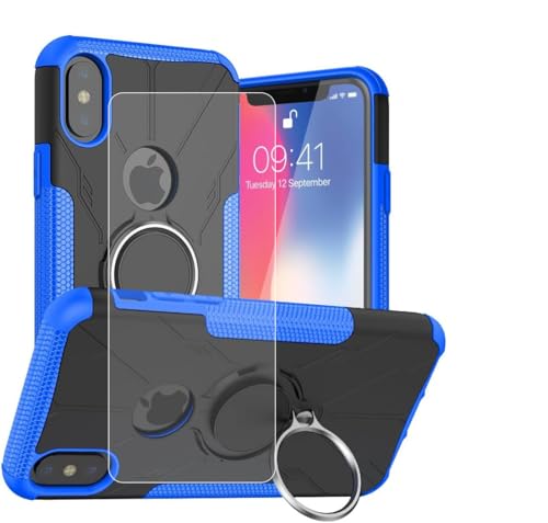 Asuwish Handyhülle für iPhone XS/X Hülle mit Glas Folie Schutzfolie und Magnetisch Ring Ständer iPhoneXSHülle iPhone10Hülle i 10 10s 10x 10xs Slim Handy Hüllen Schutzhülle Handyhüllen Phone Case Blau Asuwish Handyhülle für iPhone XS/X Hülle mit Glas Folie Schutzfolie und Magnetisch Ring Ständer iPhoneXSHülle iPhone10Hülle i 10 10s 10x 10xs Slim Handy Hüllen Schutzhülle Handyhüllen Phone Case Blau von Asuwish