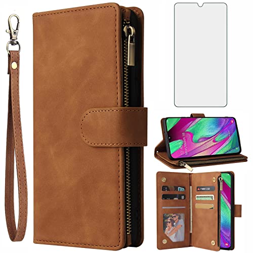 Asuwish Kompatibel mit Samsung Galaxy A50, Brieftaschen-Hülle, gehärtetes Glas, Displayschutzfolie und Klappdeckel, Kartenhalter, Handy-Zubehör für Glaxay A 50 Gaxaly S50 50A SM A505G, für Damen und Asuwish Kompatibel mit Samsung Galaxy A50, Brieftaschen-Hülle, gehärtetes Glas, Displayschutzfolie und Klappdeckel, Kartenhalter, Handy-Zubehör für Glaxay A 50 Gaxaly S50 50A SM A505G, für Damen und von Asuwish