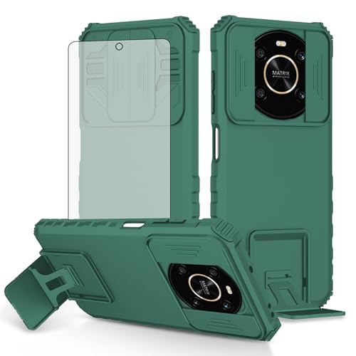 Asuwish Schutzhülle für Huawei Honor Magic 4 Lite/X30/X9 5G/4G, mit Displayschutzfolie aus gehärtetem Glas, Kamera-Abdeckung, Ständer, schmal, schützend, für Damen, Herren, Grün von Asuwish