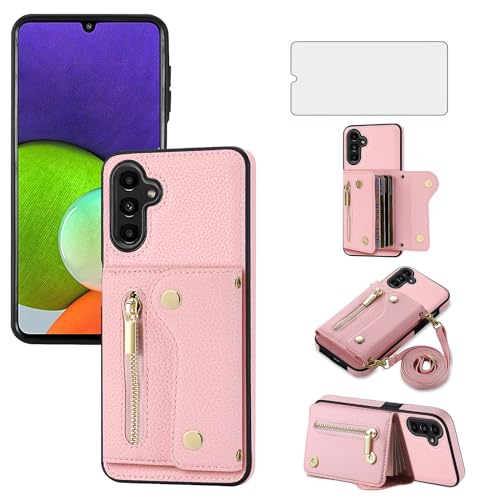 Asuwish Schutzhülle für Samsung Galaxy A35 5G, Reißverschluss, Brieftaschenformat, mit Displayschutzfolie und Kreditkartenfach, Schultergurt, langes Umhängeband, Leder, Handy A 35 35A A355G, für Damen Asuwish Schutzhülle für Samsung Galaxy A35 5G, Reißverschluss, Brieftaschenformat, mit Displayschutzfolie und Kreditkartenfach, Schultergurt, langes Umhängeband, Leder, Handy A 35 35A A355G, für Damen von Asuwish