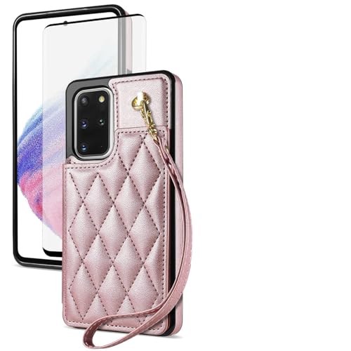 Asuwish Schutzhülle für Samsung Galaxy S20 5G, 15,7 cm (6,2 Zoll), Brieftaschen-Schutzhülle mit gehärtetem Glas, Displayschutzfolie und Handschlaufe, Kreditkartenhalter, Ständer, Handy-Zubehör, S 20 von Asuwish
