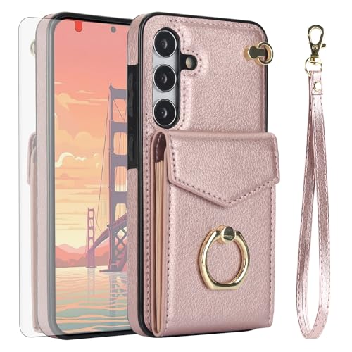 Asuwish Schutzhülle für Samsung Galaxy S24 FE 5G, Brieftaschen-Schutzhülle mit gehärtetem Glas, Displayschutzfolie und RFID-blockierendem Ringständer, Kreditkartenhalter, Handy-Zubehör, S 24 EF S24FE Asuwish Schutzhülle für Samsung Galaxy S24 FE 5G, Brieftaschen-Schutzhülle mit gehärtetem Glas, Displayschutzfolie und RFID-blockierendem Ringständer, Kreditkartenhalter, Handy-Zubehör, S 24 EF S24FE von Asuwish
