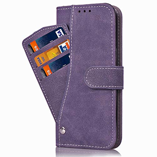 Asuwish Sony XZ/XZs Hülle,Leder Lederhüllen klappbar Schutzhülle Wallet Case Mit Kartenfach Ständer Stand Dünn Stoßfest Panzerglas + Handyhülle für Sony XZ/XZs Lila von Asuwish