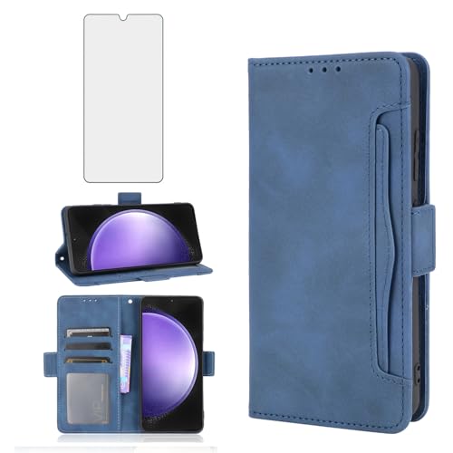 Asuwish kompatibel mit Samsung Galaxy S23 FE 5G, Brieftaschen-Hülle und Displayschutzfolie aus gehärtetem Glas, Kartenhalter, Ständer, Leder, Flip-Handy-Zubehör, Handyhülle für S23 von Asuwish