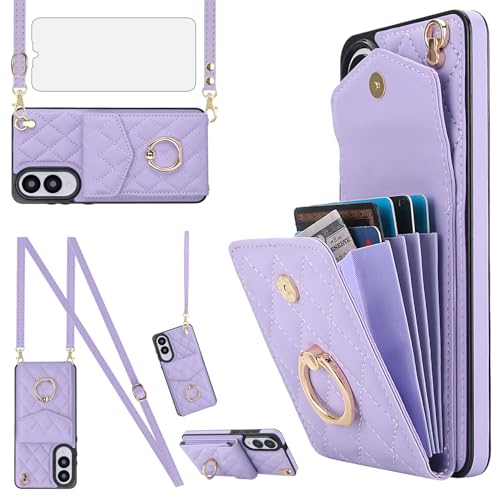 Schutzhülle für Samsung Galaxy S25 Edge 5G, Brieftaschen-Schutzhülle mit gehärtetem Glas, Displayschutzfolie und Handgelenkschlaufe, RFID-blockierend, Kartenhalter, Handy S25Edge 25S, S, 25, 25 Edge von Asuwish