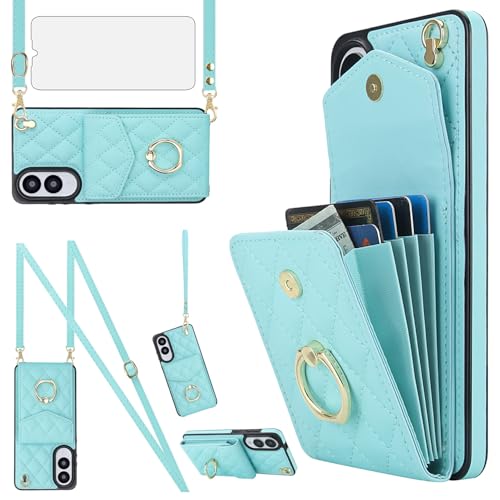 Schutzhülle für Samsung Galaxy S25 Edge 5G, Brieftaschen-Schutzhülle mit gehärtetem Glas, Displayschutzfolie und Handgelenkschlaufe, RFID-blockierend, Kartenhalter, Handy S25Edge 25S, S, 25, 25 Edge von Asuwish