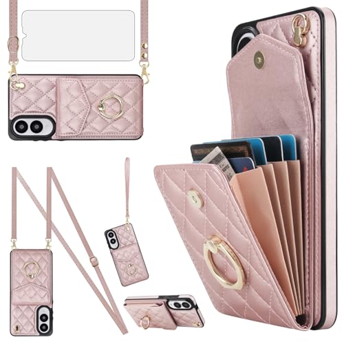 Schutzhülle für Samsung Galaxy S25 Edge 5G, Brieftaschen-Schutzhülle mit gehärtetem Glas, Displayschutzfolie und Handgelenkschlaufe, RFID-blockierend, Kartenhalter, Handy S25Edge 25S, S, 25, 25 Edge von Asuwish